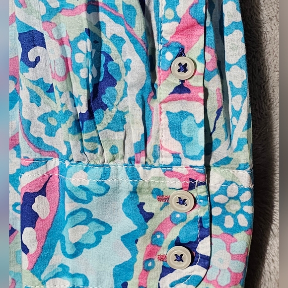 Talbots Lilly Pulitzer Style Long Sleeve Button Up Shirt 1X Lightweight cotton. - Picture 4 of 13